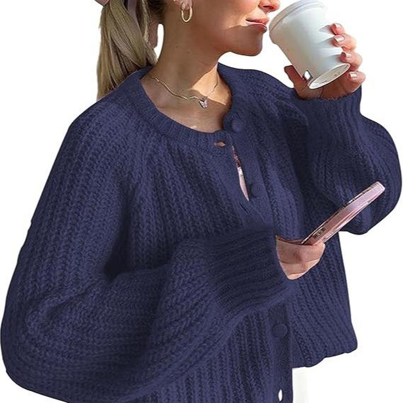 Molitree Fall Casual Cardigan for Women Long Sleeve Button Chunky Knit Sweater Coat