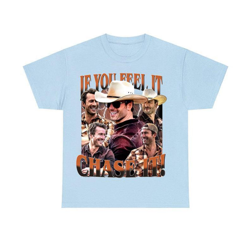 If You Feel It, Chase It , Glen Powell as Tyler Owens Vintage T-Shirt, Gift for Women and Men Unisex T-Shirt