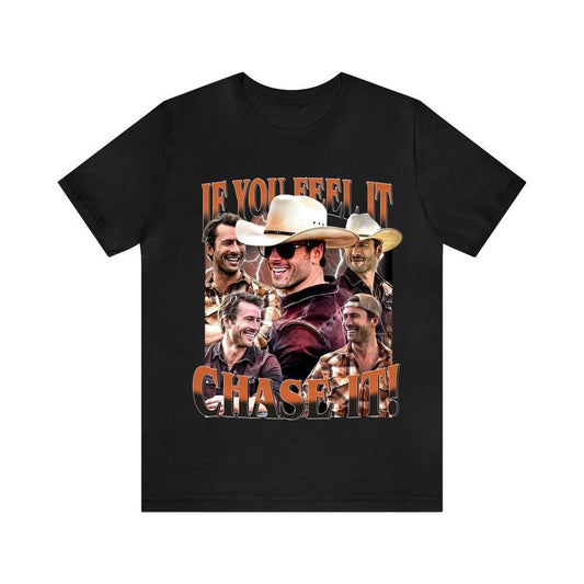 If You Feel It, Chase It , Glen Powell as Tyler Owens Vintage T-Shirt, Gift for Women and Men Unisex T-Shirt