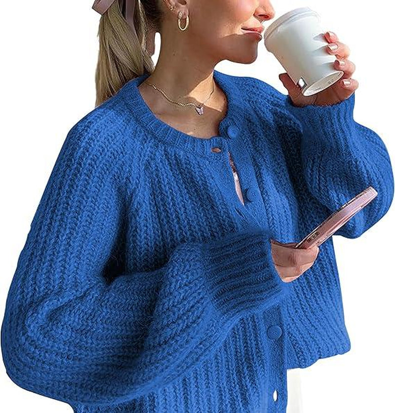 Molitree Fall Casual Cardigan for Women Long Sleeve Button Chunky Knit Sweater Coat