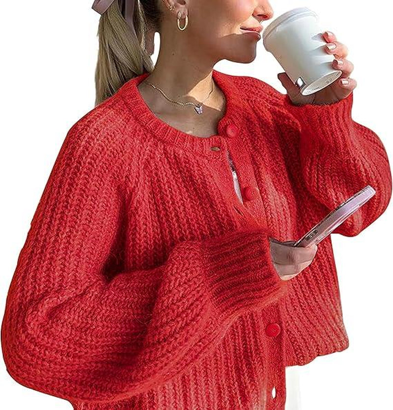 Molitree Fall Casual Cardigan for Women Long Sleeve Button Chunky Knit Sweater Coat
