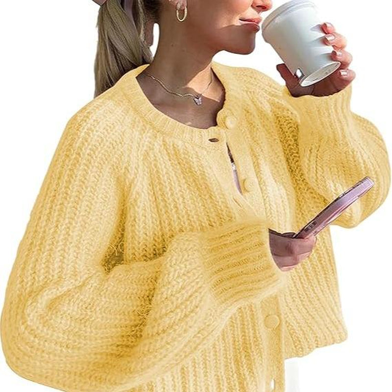 Molitree Fall Casual Cardigan for Women Long Sleeve Button Chunky Knit Sweater Coat