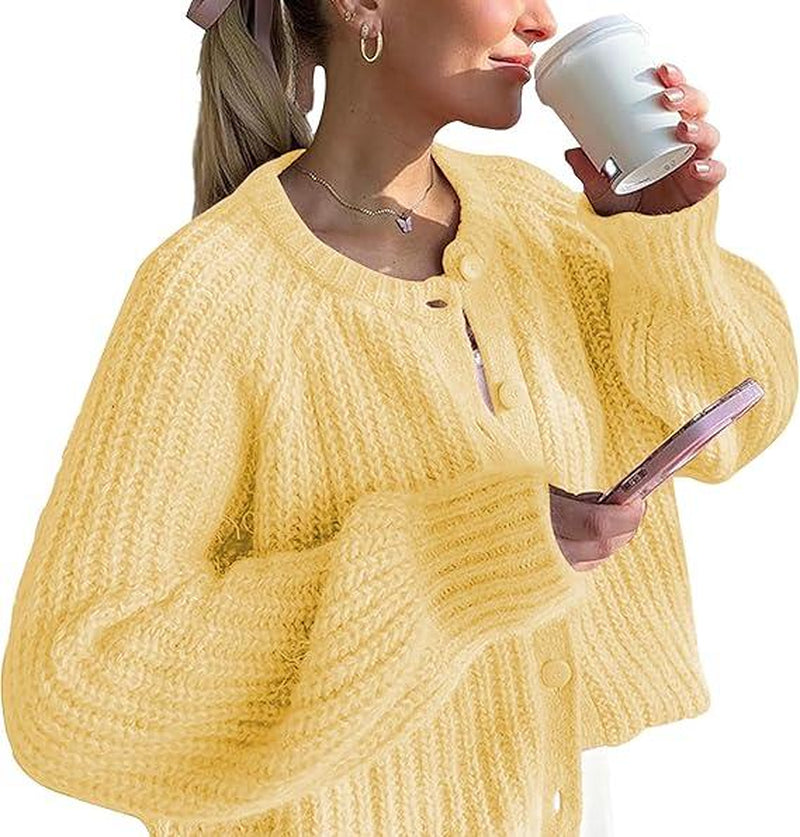 Molitree Fall Casual Cardigan for Women Long Sleeve Button Chunky Knit Sweater Coat
