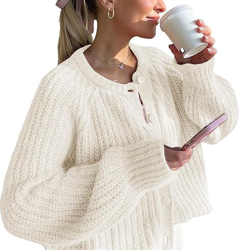 Molitree Fall Casual Cardigan for Women Long Sleeve Button Chunky Knit Sweater Coat