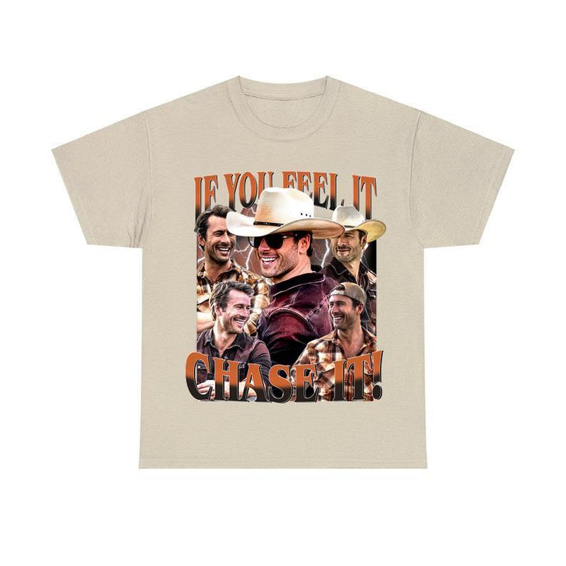 If You Feel It, Chase It , Glen Powell as Tyler Owens Vintage T-Shirt, Gift for Women and Men Unisex T-Shirt