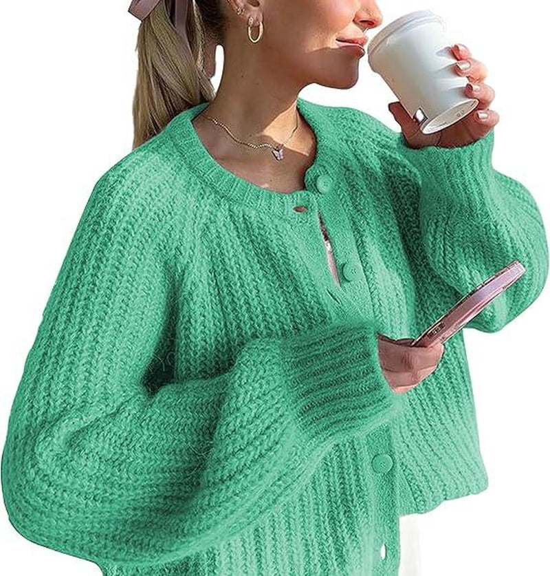 Molitree Fall Casual Cardigan for Women Long Sleeve Button Chunky Knit Sweater Coat