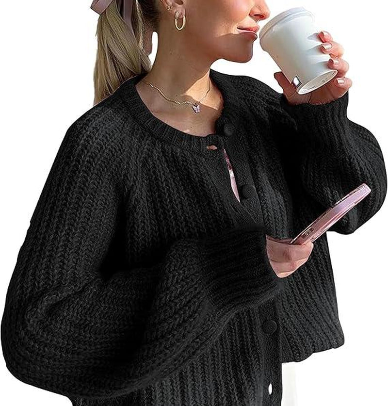 Molitree Fall Casual Cardigan for Women Long Sleeve Button Chunky Knit Sweater Coat