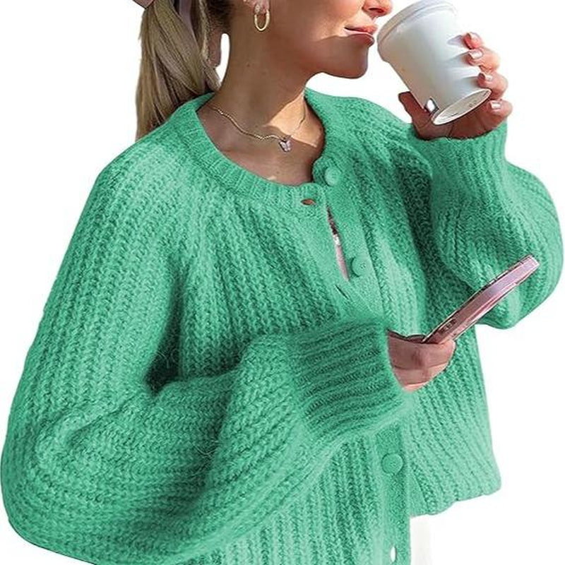 Molitree Fall Casual Cardigan for Women Long Sleeve Button Chunky Knit Sweater Coat