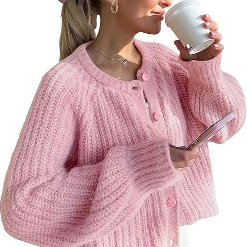 Molitree Fall Casual Cardigan for Women Long Sleeve Button Chunky Knit Sweater Coat