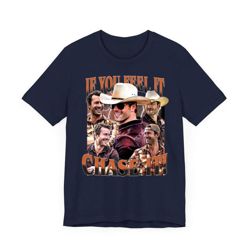 If You Feel It, Chase It , Glen Powell as Tyler Owens Vintage T-Shirt, Gift for Women and Men Unisex T-Shirt