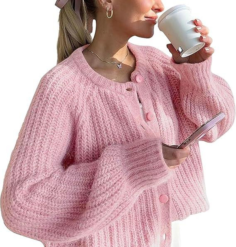 Molitree Fall Casual Cardigan for Women Long Sleeve Button Chunky Knit Sweater Coat
