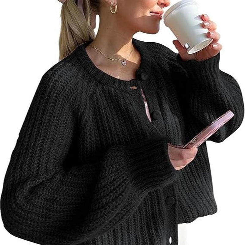 Molitree Fall Casual Cardigan for Women Long Sleeve Button Chunky Knit Sweater Coat