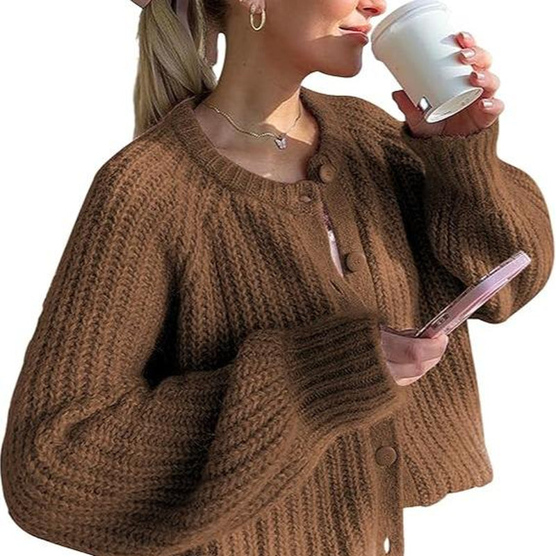 Molitree Fall Casual Cardigan for Women Long Sleeve Button Chunky Knit Sweater Coat