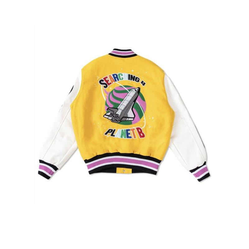 Justin First Row Classic Men Oversized Long Sleeve Varsity Jacket Fashion Menswear.