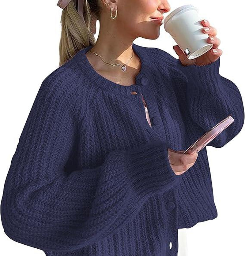 Molitree Fall Casual Cardigan for Women Long Sleeve Button Chunky Knit Sweater Coat