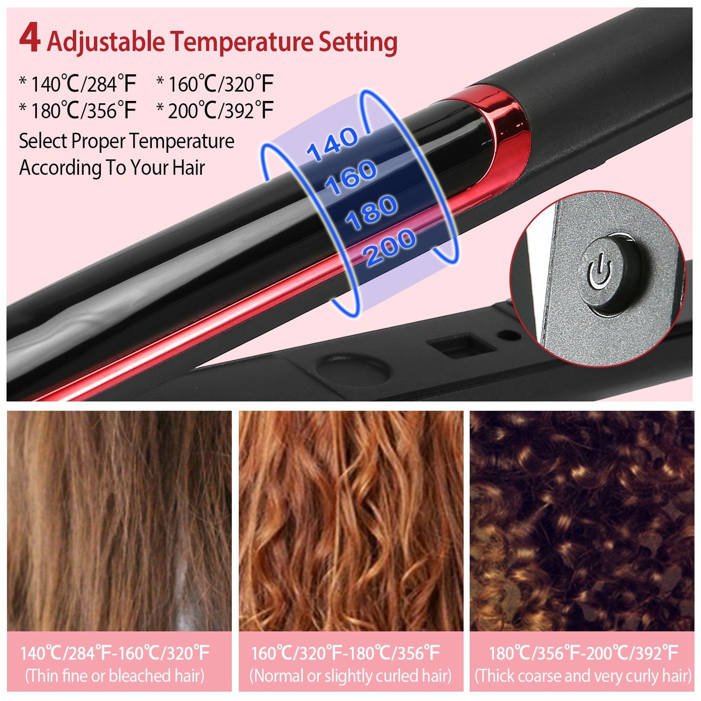 Hair Straightener Curling Iron 2 In 1 Twist Hair Straightener Ceramic Plate Hair Curler w/ Temperature Adjust LCD Display Glove