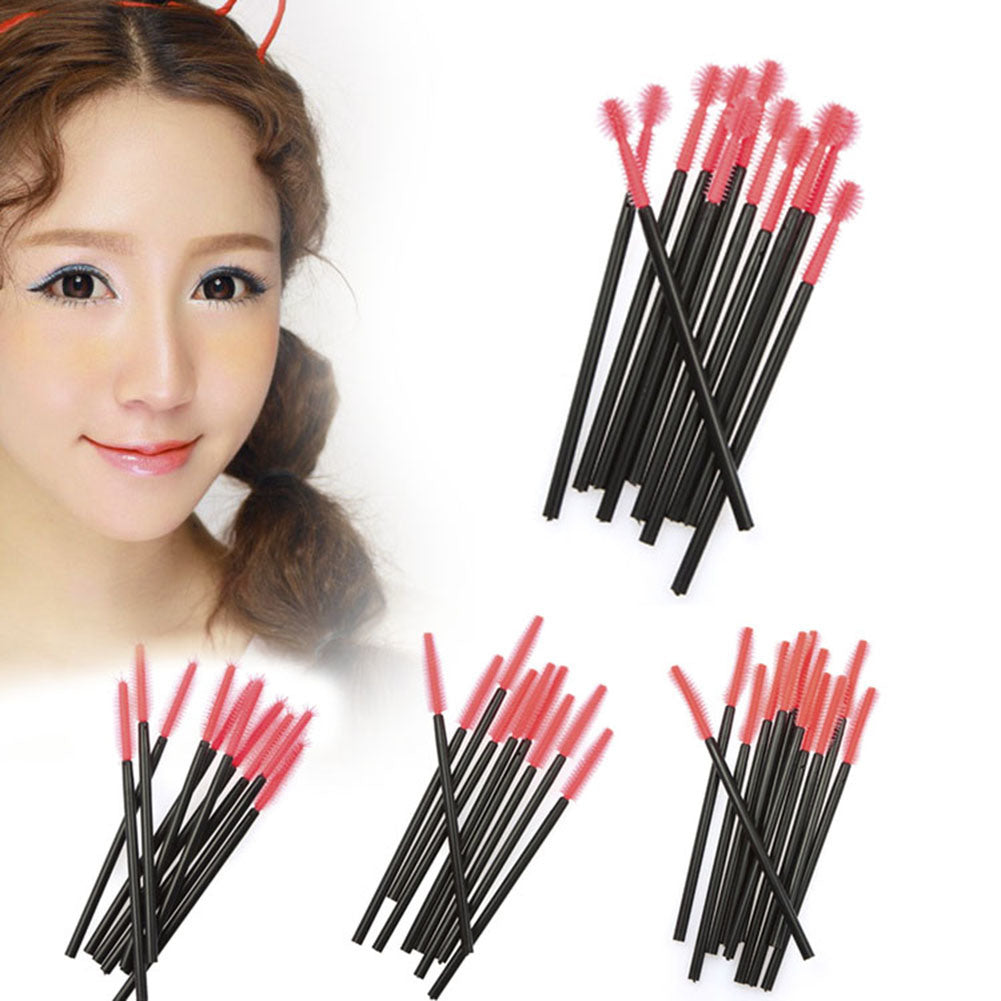 50pcs Disposable Eyelashes Brush Silicone Head Make Up Mascara Brush Kit