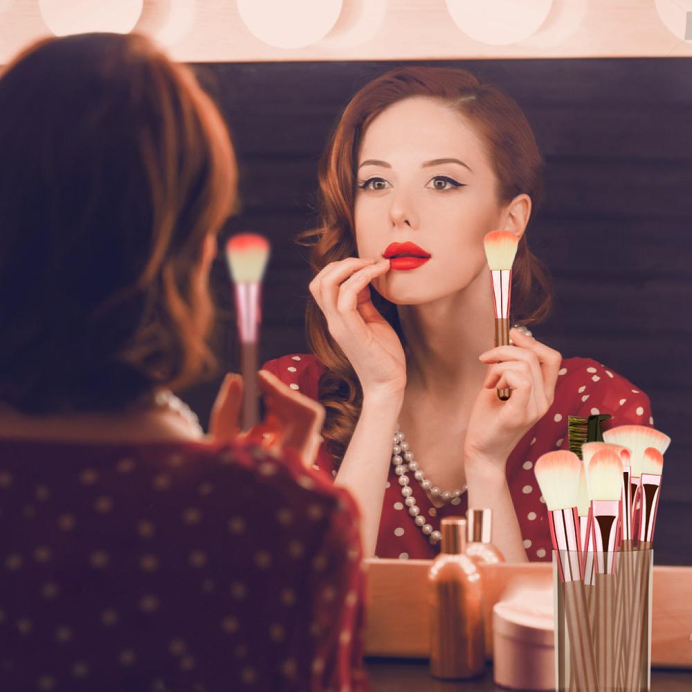 22 Piece Makeup Brush Set,Professional Pink Foundation Eyeshadow Brushes with Storage Bag For Girls