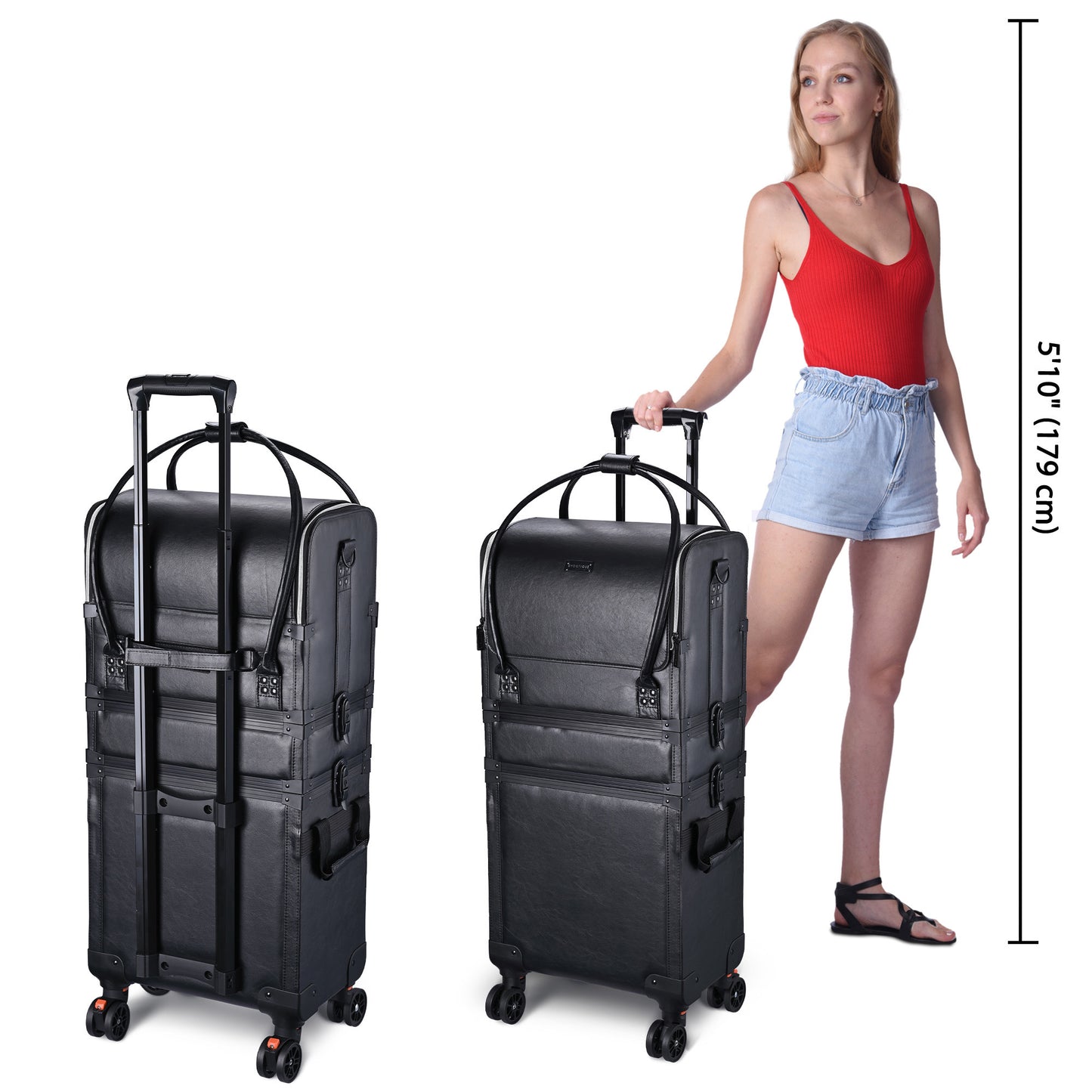 3 in 1 Rolling Makeup Case black
