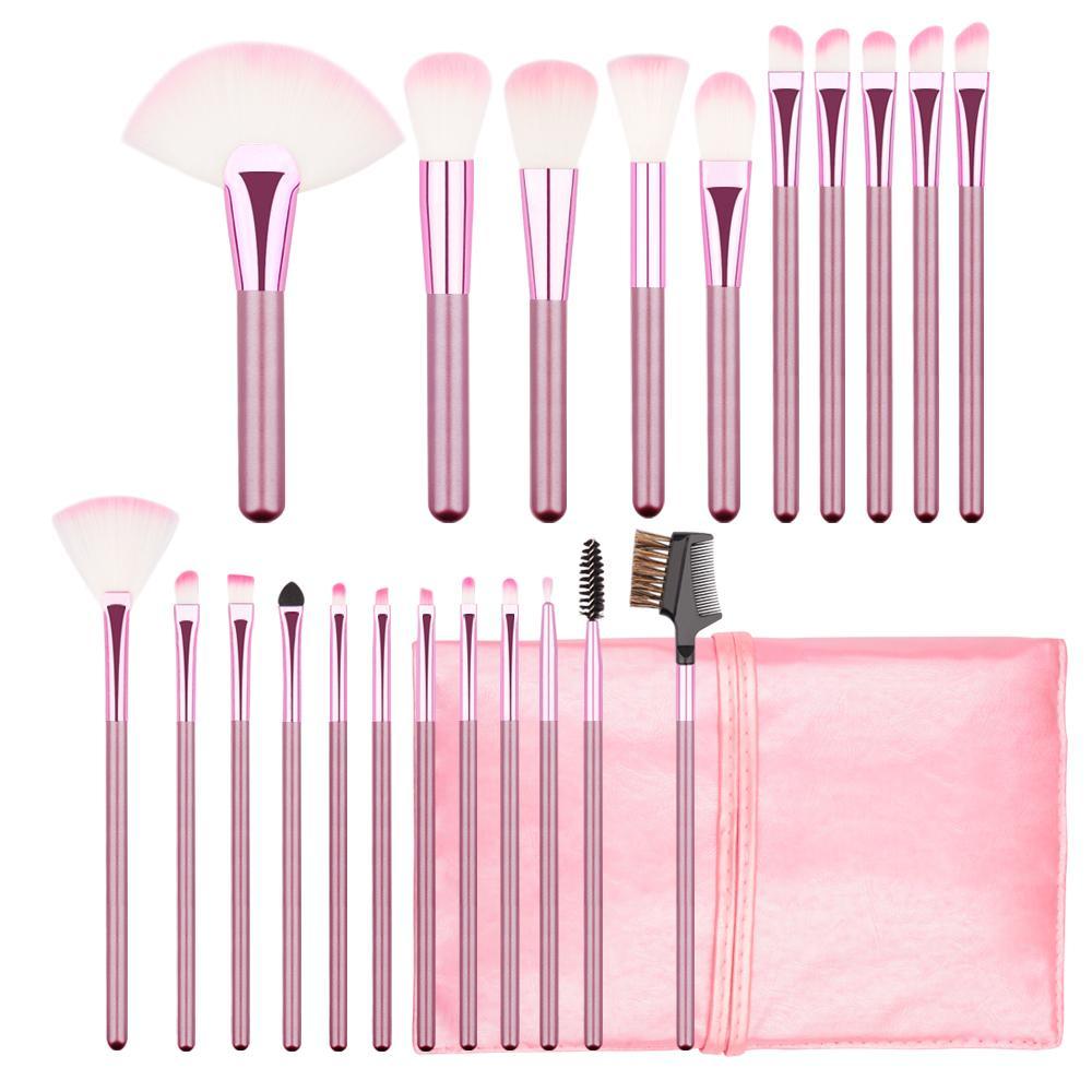 22 Piece Makeup Brush Set,Professional Pink Foundation Eyeshadow Brushes with Storage Bag For Girls
