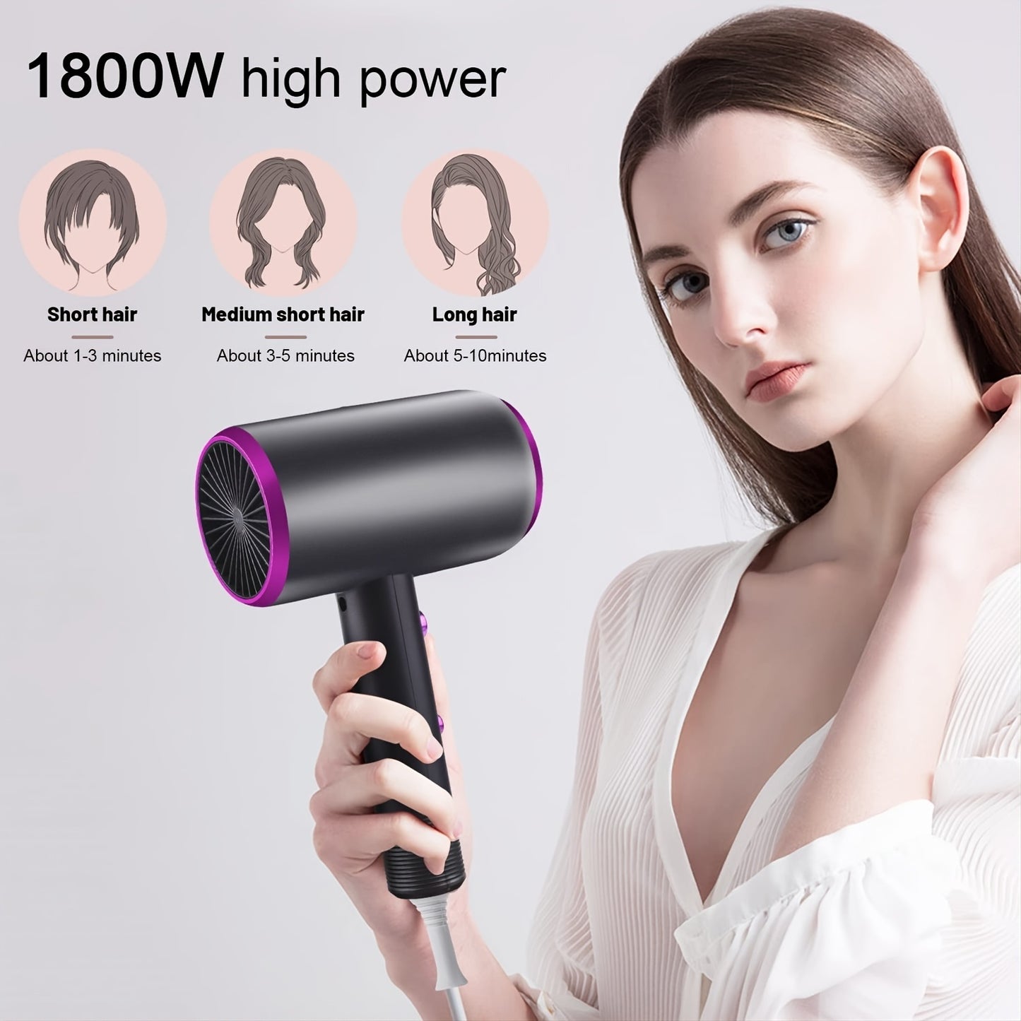 Hair Dryer; Blow Dryer With Diffuser 2023 Updated 1800w; Ionic For Women Curly 4c Thick Hair Pink