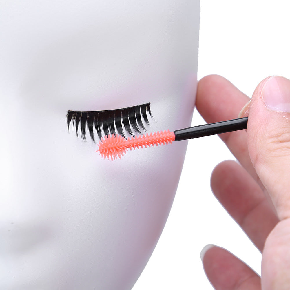 50pcs Disposable Eyelashes Brush Silicone Head Make Up Mascara Brush Kit