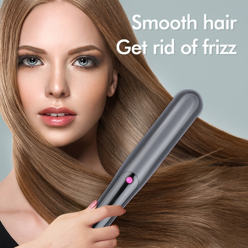 Portable Multifunctional 3 In 1 Hair Straightener Electric Beard Brush And Comb; Useful Straightener Curler Heat With Girls Women