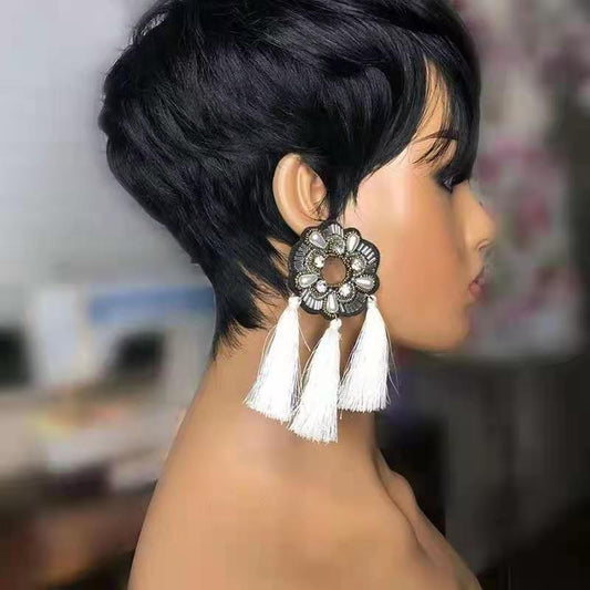 100% Human Hair Short Pixie Cut Wig; Silky Straight Pixie Cut Human Hair Wigs For Women Short Cut Wigs