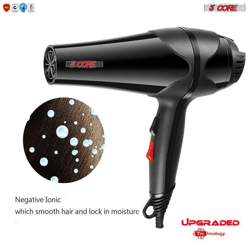 Hair Blow Dryer Lightweight Hair Dryer Ionic Men Women Blower 1875W Ceramic Quiet Styling Pik 5 Core HD BM