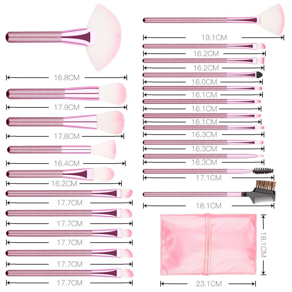 22 Piece Makeup Brush Set,Professional Pink Foundation Eyeshadow Brushes with Storage Bag For Girls