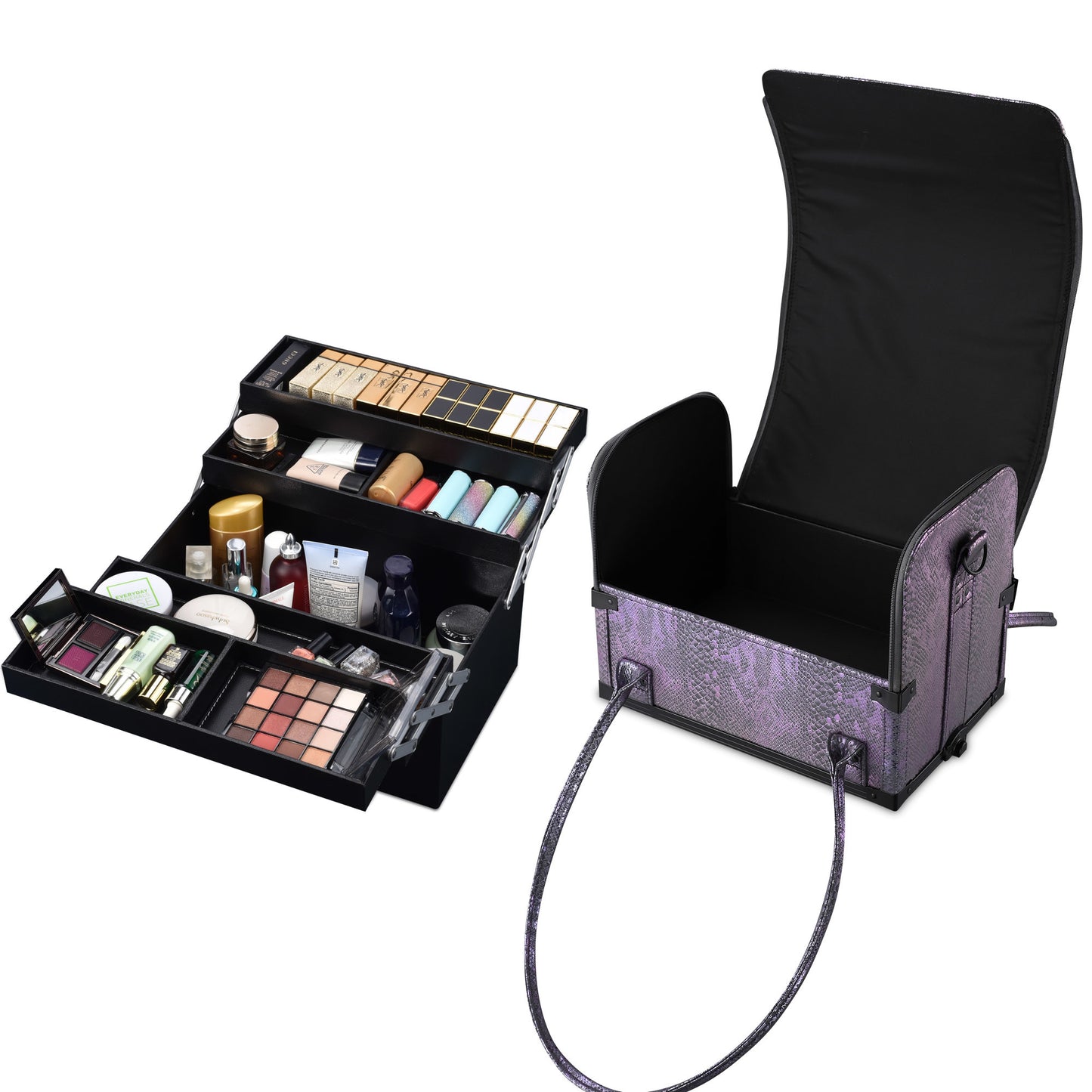 3 in 1 Rolling Makeup Case green