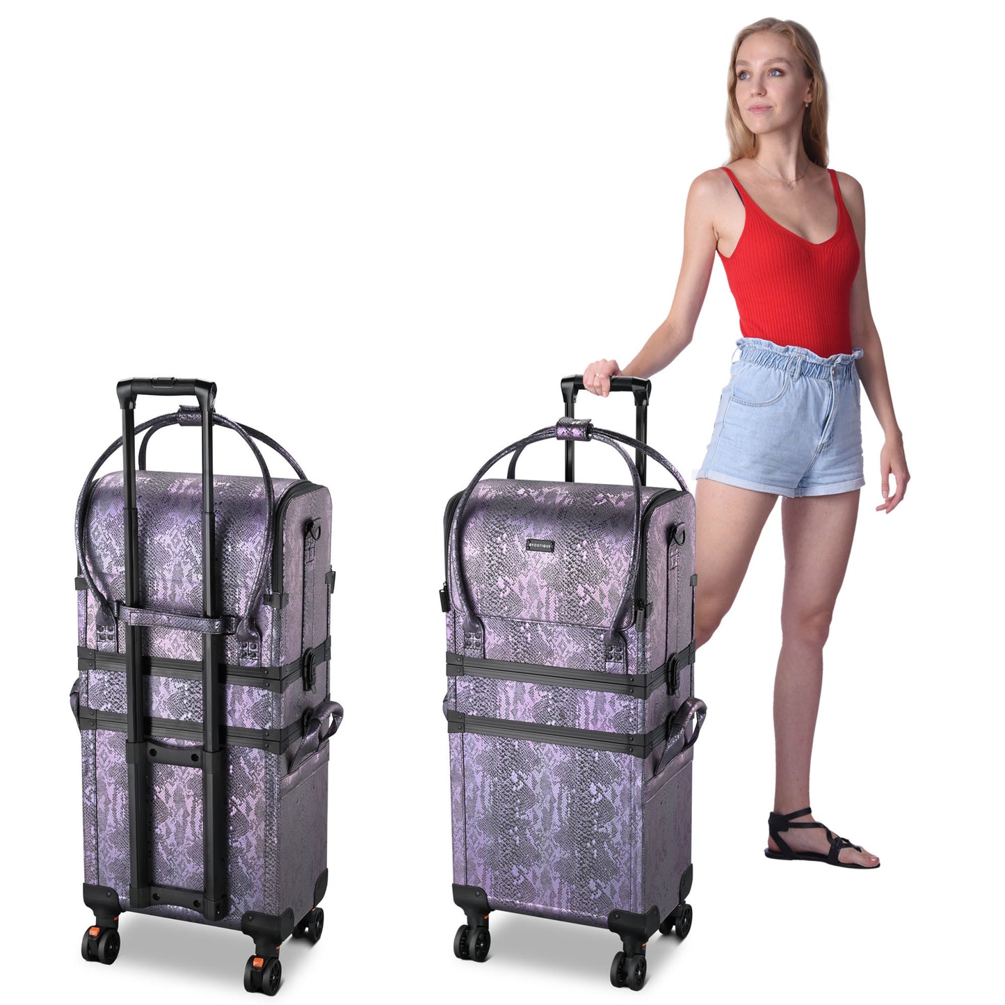 3 in 1 Rolling Makeup Case green
