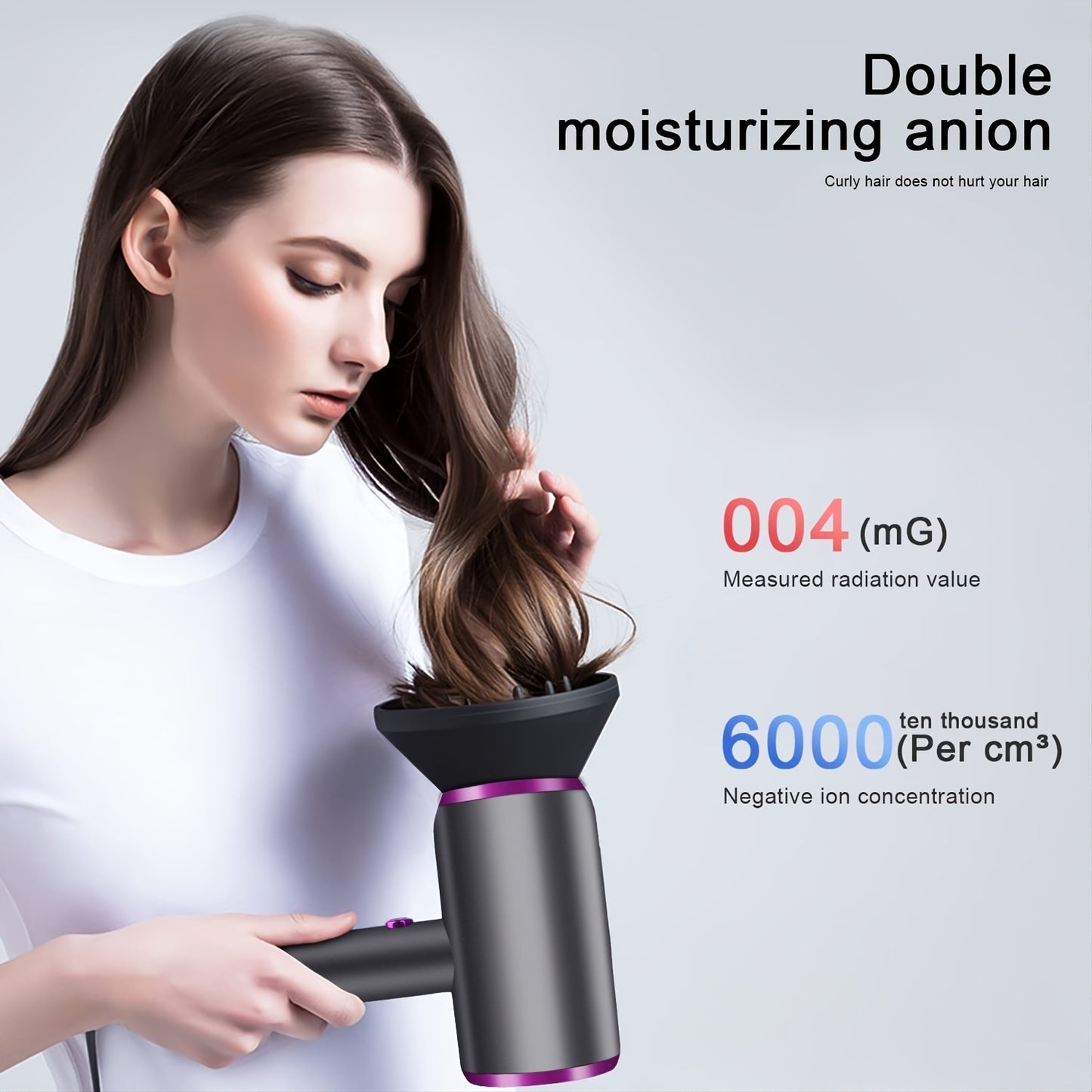 Hair Dryer; Blow Dryer With Diffuser 2023 Updated 1800w; Ionic For Women Curly 4c Thick Hair Pink