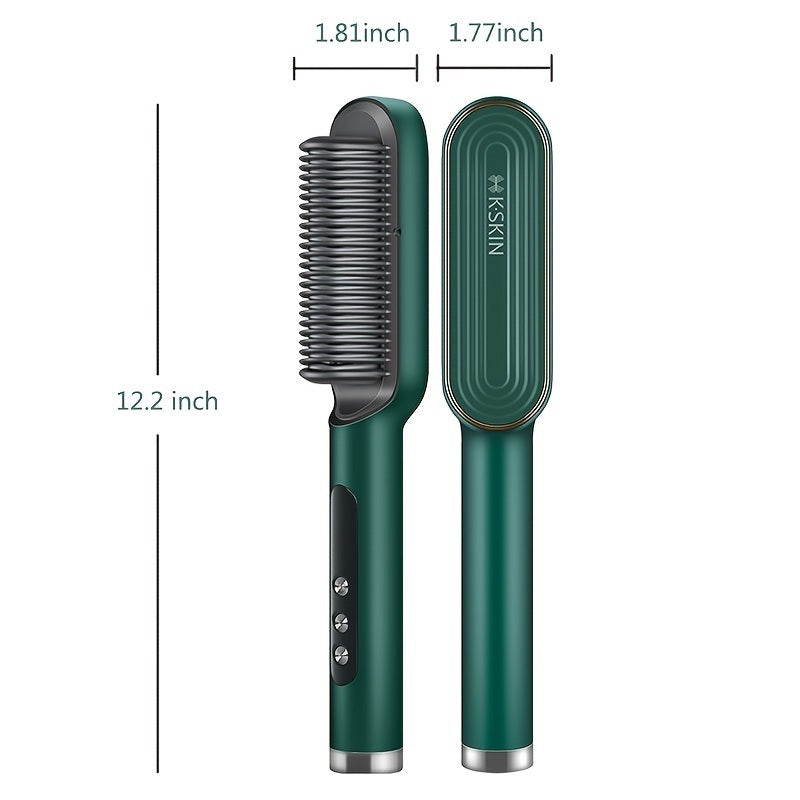 Cute Cartoon Negative Ion Hair Straightener Brush; Ceramic Heating Hair Straightening Brush; Hot Comb Hair Straightener Brush With 9 Temp Settings; For Professional Hair Salon