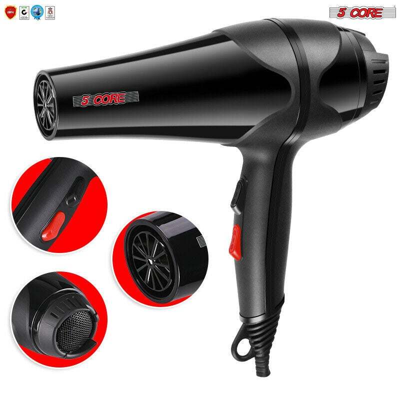 Hair Blow Dryer Lightweight Hair Dryer Ionic Men Women Blower 1875W Ceramic Quiet Styling Pik 5 Core HD BM