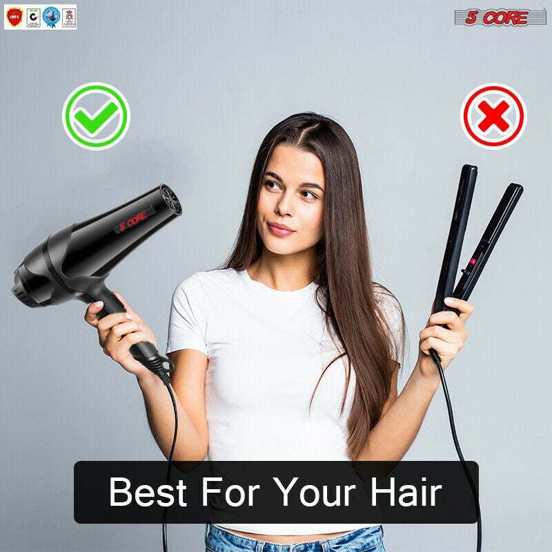 Hair Blow Dryer Lightweight Hair Dryer Ionic Men Women Blower 1875W Ceramic Quiet Styling Pik 5 Core HD BM