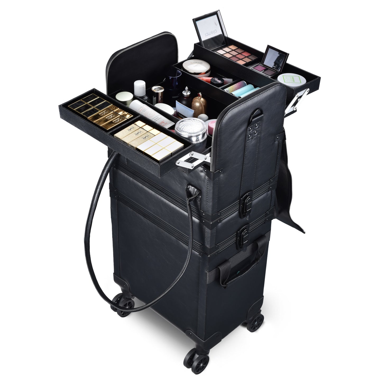 3 in 1 Rolling Makeup Case black