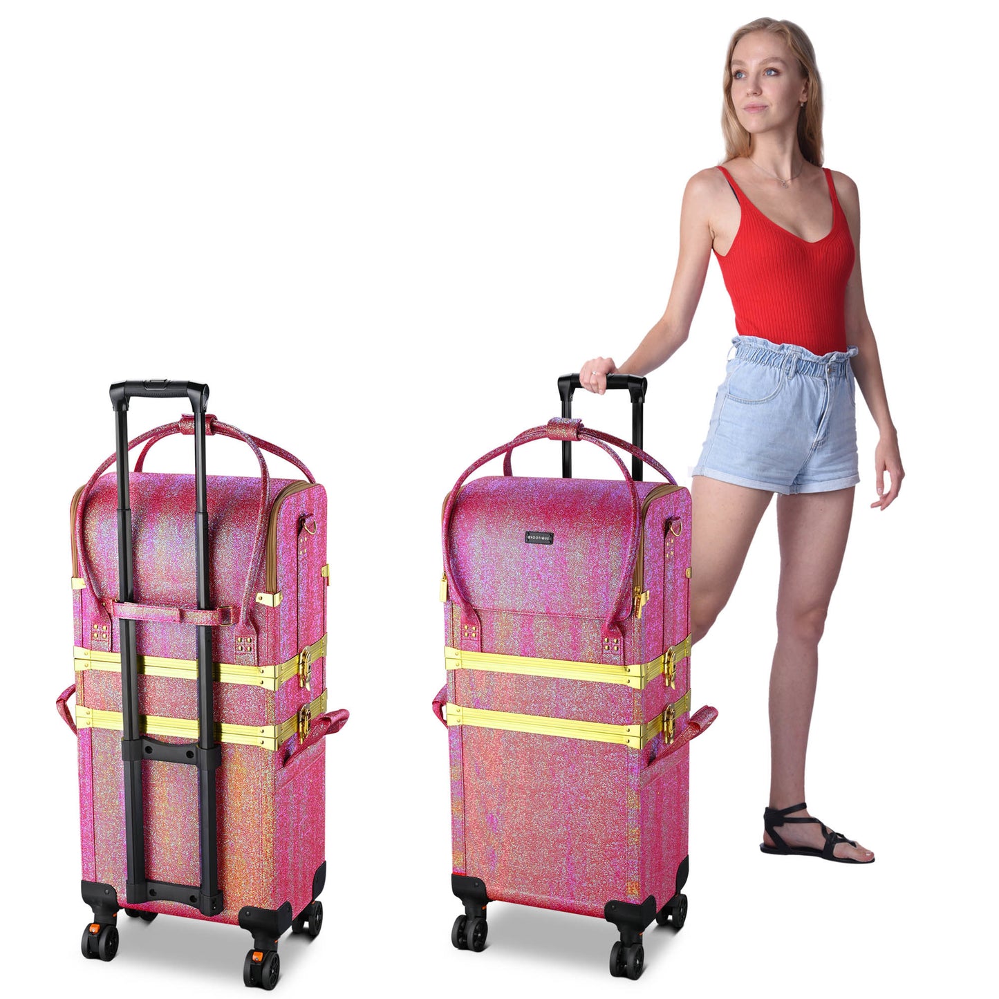 3 in 1 Rolling Makeup Case green