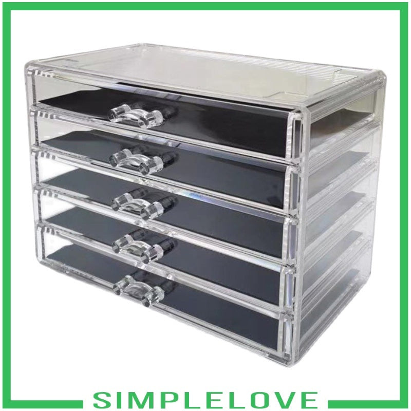 Cosmetic Makeup Organizer Jewelry 5 Drawers Storage Box Acrylic Display Case