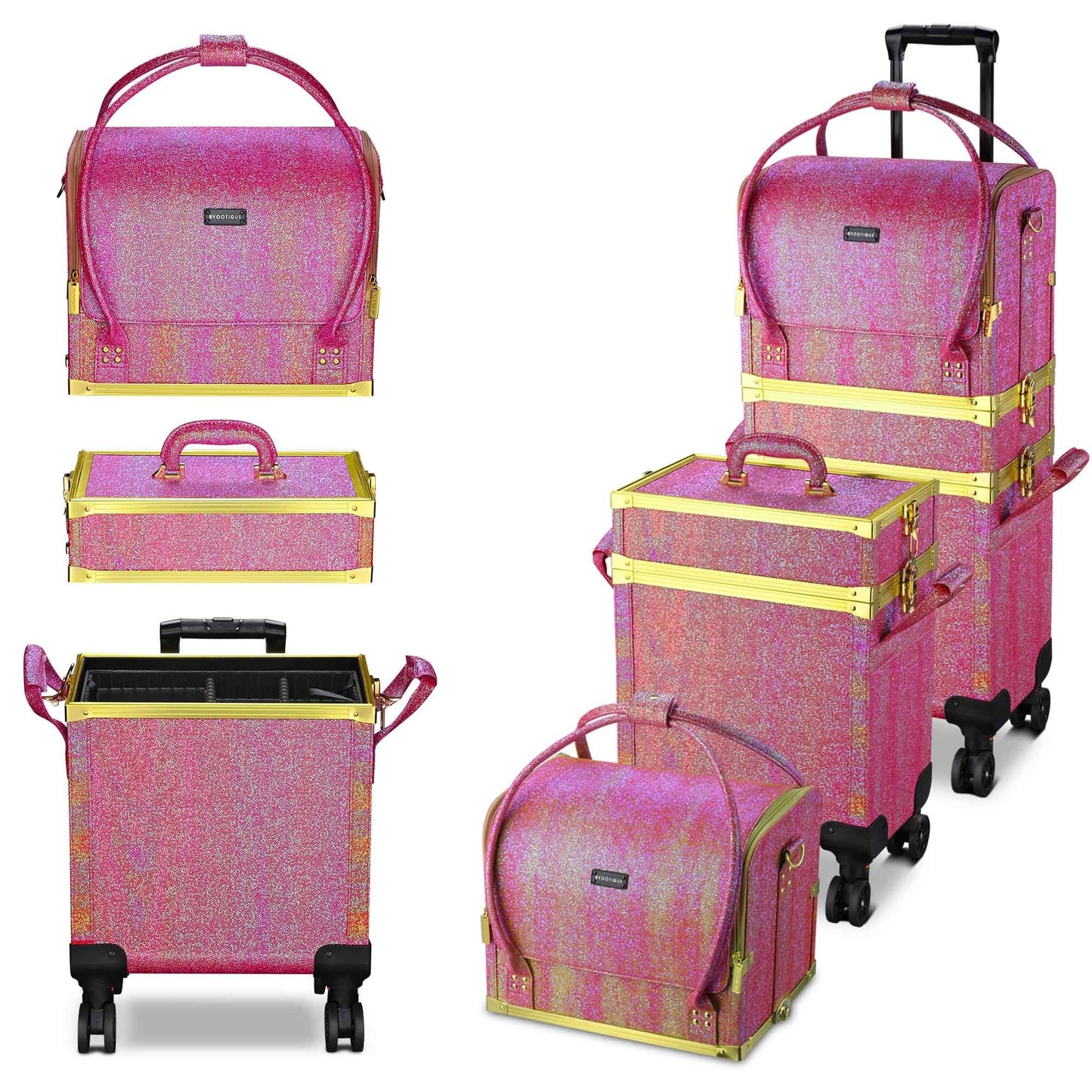 3 in 1 Rolling Makeup Case green