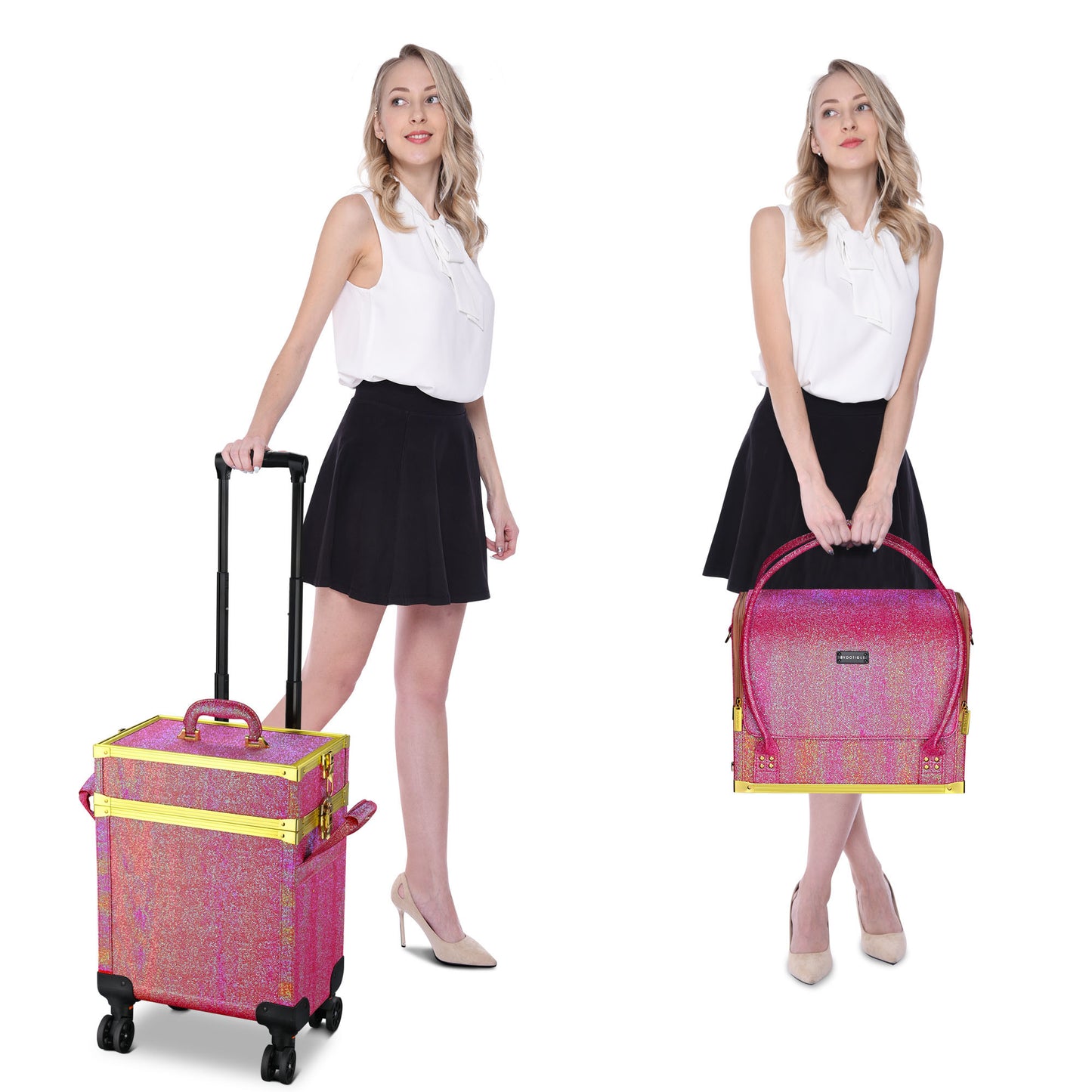 3 in 1 Rolling Makeup Case green