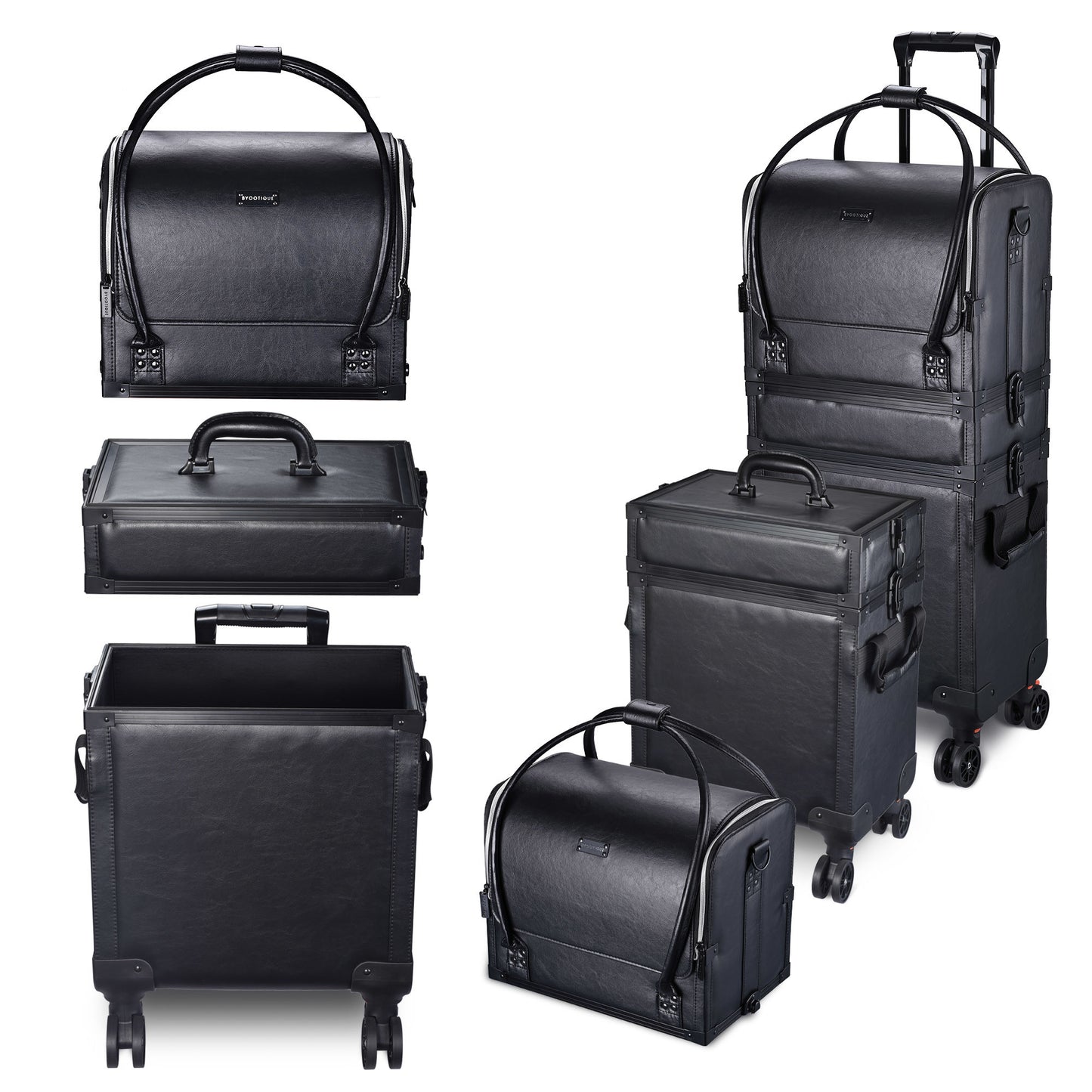3 in 1 Rolling Makeup Case black