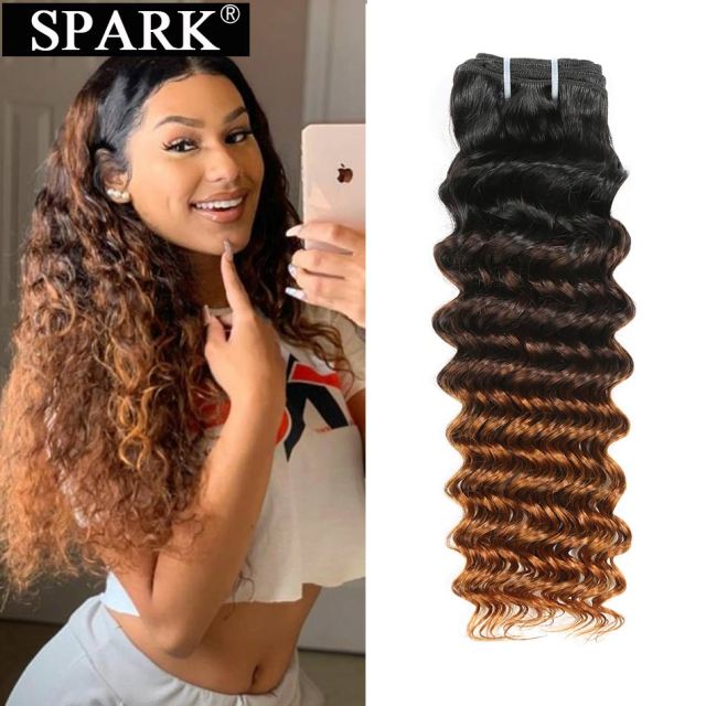 Spark Three Tone Ombre Brazilian Deep Wave Human Hair