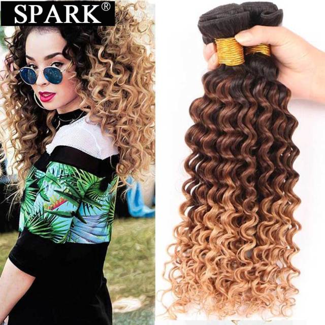 Spark Three Tone Ombre Brazilian Deep Wave Human Hair