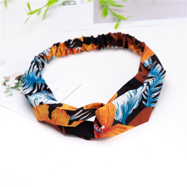 Fashion Women Girls Summer Bohemian Hair Bands Print Headbands Vintage Cross Turban Bandage Bandanas HairBands Hair Accessories