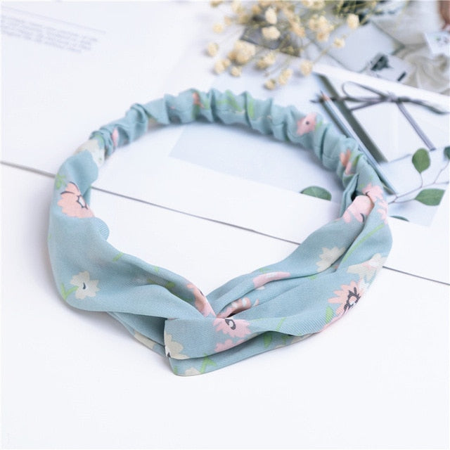 Fashion Women Girls Summer Bohemian Hair Bands Print Headbands Vintage Cross Turban Bandage Bandanas HairBands Hair Accessories