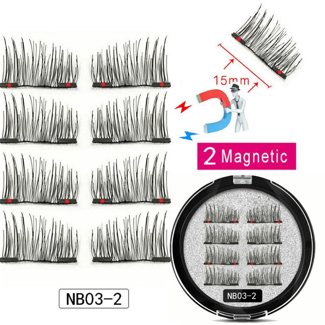 LEKOFO 8Pcs Magnetic Eyelashes With 2 magnetic lashes 3D False Natural For Mink Eye lashes Extension Long faux cils magnetique