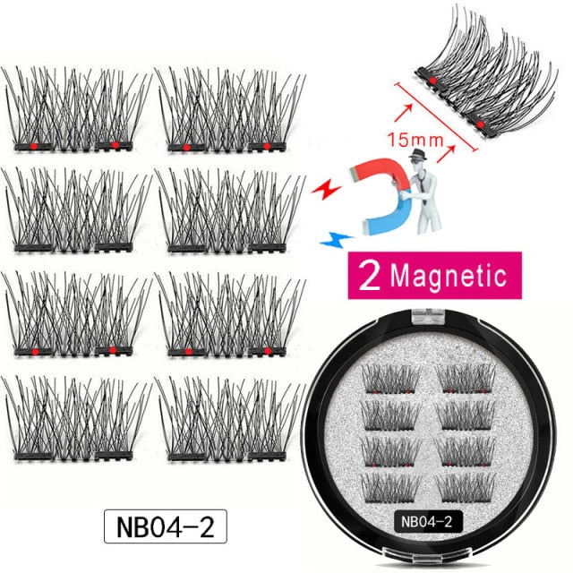 LEKOFO 8Pcs Magnetic Eyelashes With 2 magnetic lashes 3D False Natural For Mink Eye lashes Extension Long faux cils magnetique