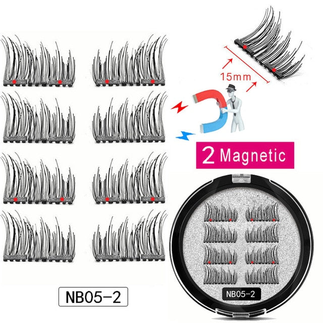 LEKOFO 8Pcs Magnetic Eyelashes With 2 magnetic lashes 3D False Natural For Mink Eye lashes Extension Long faux cils magnetique