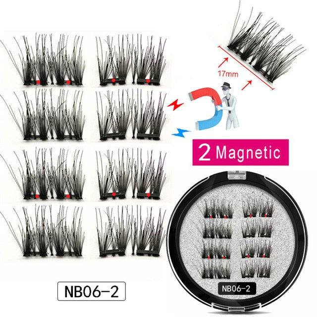 LEKOFO 8Pcs Magnetic Eyelashes With 2 magnetic lashes 3D False Natural For Mink Eye lashes Extension Long faux cils magnetique